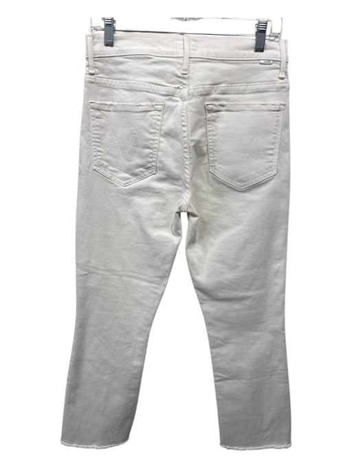 Mother Size 30 Cream Cotton Blend Frayed Mid Rise Straight Leg Cropped Jeans Cream / 30