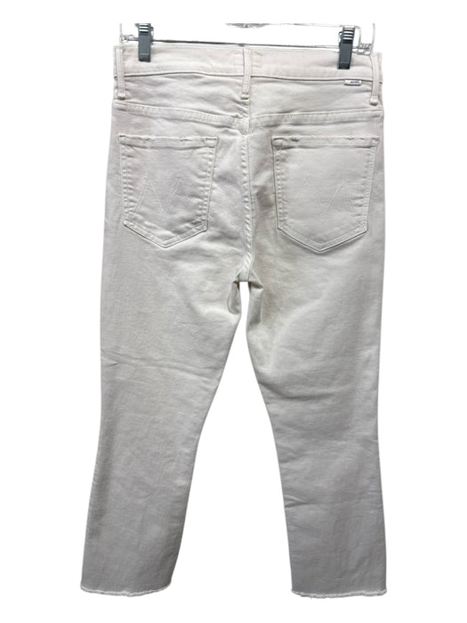 Mother Size 30 Cream Cotton Blend Frayed Mid Rise Straight Leg Cropped Jeans Cream / 30
