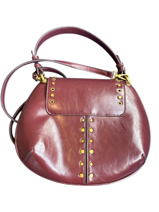 Zara Burgundy Vegan Leather Studded Front Flap Snap Closure Purse Burgundy / One Size