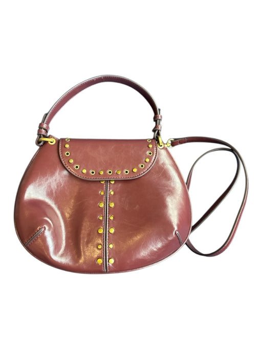 Zara Burgundy Vegan Leather Studded Front Flap Snap Closure Purse Burgundy / One Size