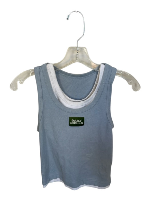 Daily Drills Size XS/S Light blue & white Cotton Blend Ribbed Athletic Tank Top Light blue & white / XS/S