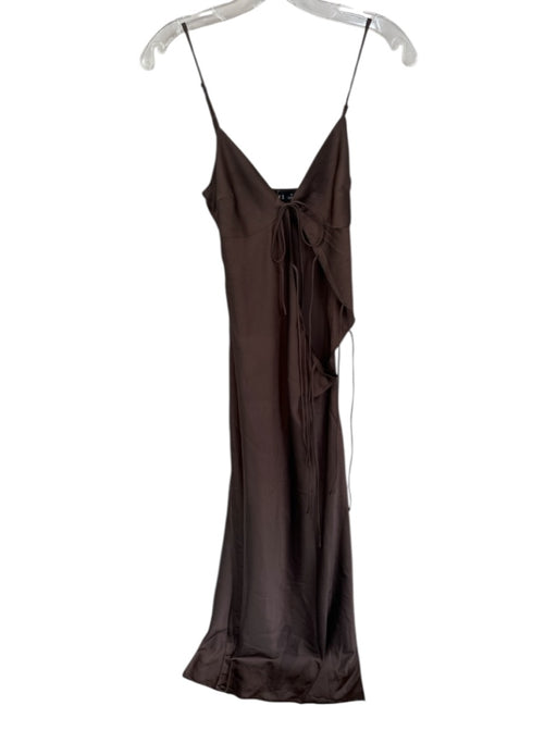 Lioness Size S Brown Polyester Spaghetti Strap Tie Front Triangle Top Maxi Dress Brown / S