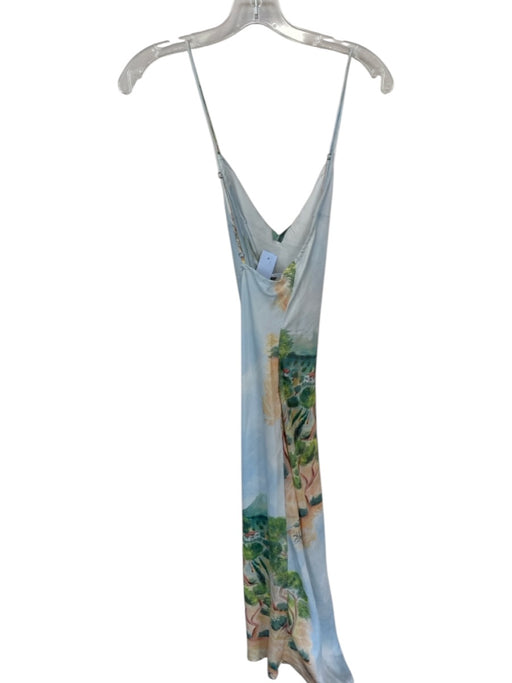 Anthropologie Size S Blue & Green Polyester Spaghetti Strap Landscape Maxi Dress Blue & Green / S