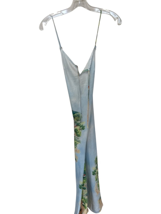 Anthropologie Size S Blue & Green Polyester Spaghetti Strap Landscape Maxi Dress Blue & Green / S
