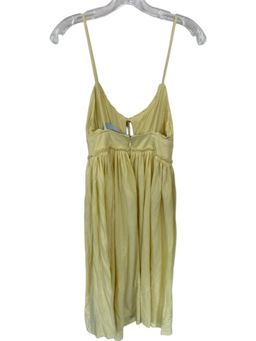 Ulla Johnson Size 2 Butter Yellow Cotton Key Hole Spaghetti Strap Ruffles Dress Butter Yellow / 2