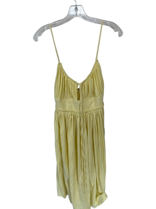 Ulla Johnson Size 2 Butter Yellow Cotton Key Hole Spaghetti Strap Ruffles Dress Butter Yellow / 2