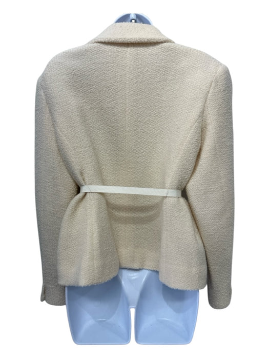 Chanel Size XL / 44 Cream Wool Blend Tweed Grosgrain Ribbon Detail Jacket Cream / XL / 44