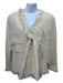 Chanel Size 44 Cream wool silk blend Tweed tulle ruffles Snap Buttons Jacket Cream / 44