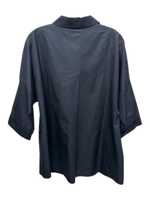 Akris Size 12 Black Cotton 1/2 Sleeve Surplice Collar Over Size Top Black / 12