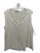 Akris Size 14 Cream Silk V Neck Ruffle Detail Snap Closure Sleeveless Top Cream / 14