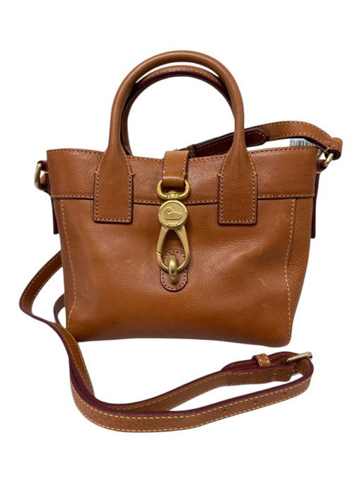 Dooney & Bourke Tan Leather Gold Tone Hardware Lobster Clasp Tote Crossbody Bag Tan
