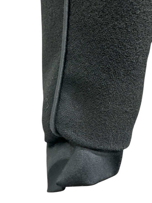Chanel Size 44 Black Wool Satin Trim Piping Logo Trouser Pants Black / 44