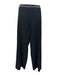 Chanel Size 44 Black Wool Satin Trim Piping Logo Trouser Pants Black / 44