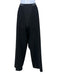 Chanel Size 44 Black Wool Satin Trim Piping Logo Trouser Pants Black / 44