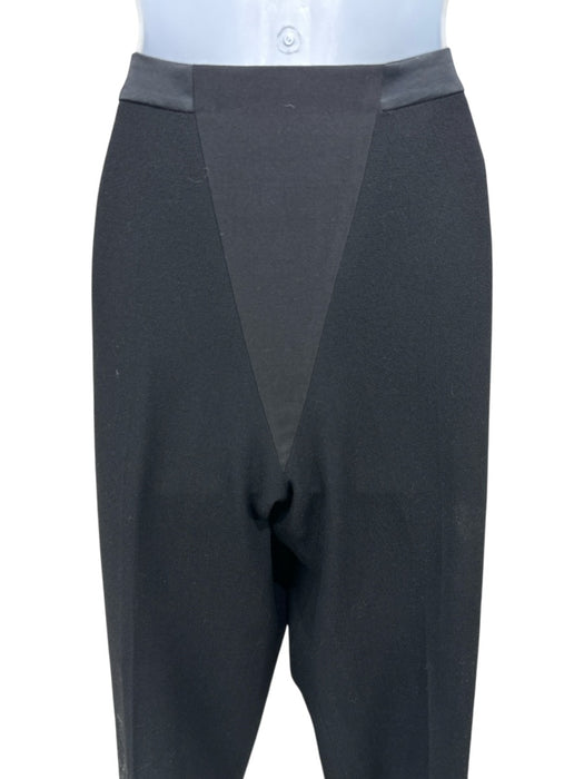 Chanel Size 44 Black Wool Satin Trim Piping Logo Trouser Pants Black / 44