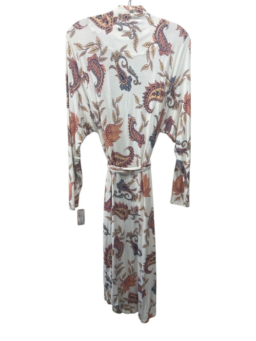 Anthropologie Size XXS White, Red & Multi Viscose Blend Long Sleeve Wrap Dress White, Red & Multi / XXS