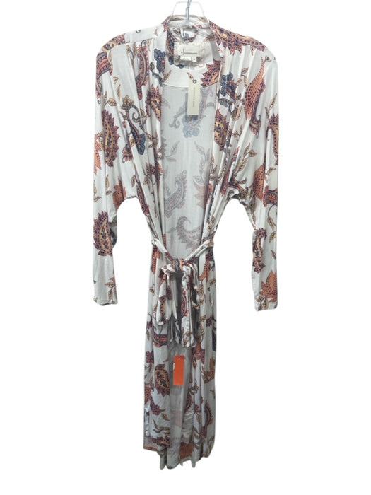Anthropologie Size XXS White, Red & Multi Viscose Blend Long Sleeve Wrap Dress White, Red & Multi / XXS