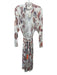 Anthropologie Size XXS White, Red & Multi Viscose Blend Long Sleeve Wrap Dress White, Red & Multi / XXS