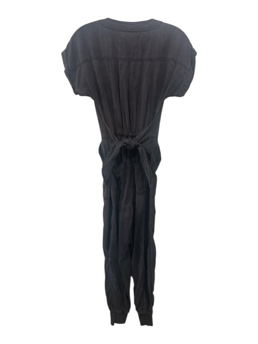 Anthropologie Size 0 Charcoal Black Lyocell Short Sleeve 1/2 Button Jumpsuit Charcoal Black / 0