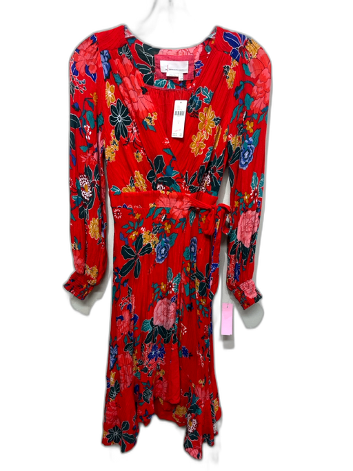 Anthropologie Size 0 Red, Blue, Multi Viscose Floral Wrap Waist Maxi Dress Red, Blue, Multi / 0