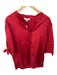 LaRoque Size XL Red Cotton Tie Sleeve Button Blouse Top Red / XL