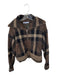 Zara Size M Brown & Black Acrylic Blend Funnel Neck Plaid Full Zip Jacket Brown & Black / M