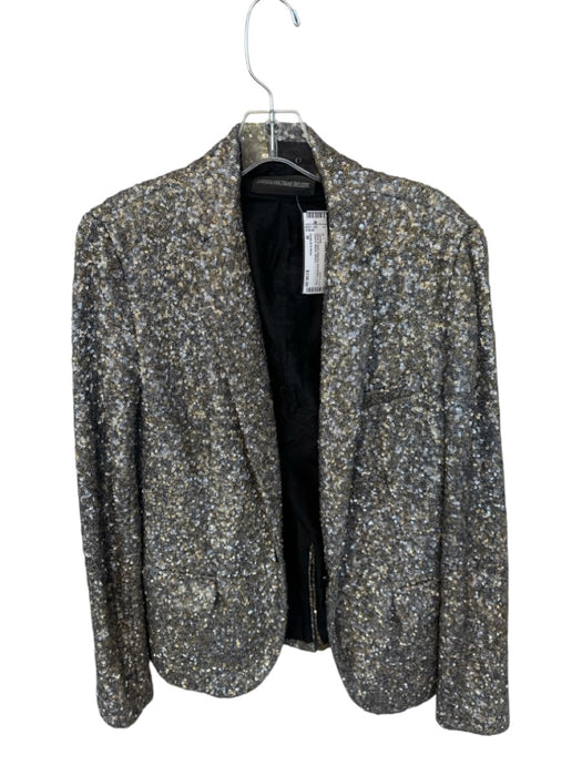 Zadig & Voltaire Size M Silver & Gold Sequins One Button Long Sleeve Jacket Silver & Gold / M