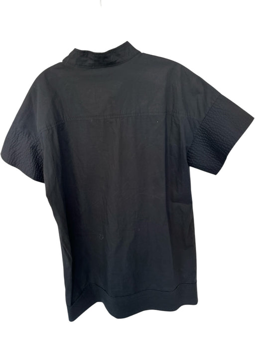 Tuckernuck Size M Black Cotton Short Sleeve Button Down Dress Black / M
