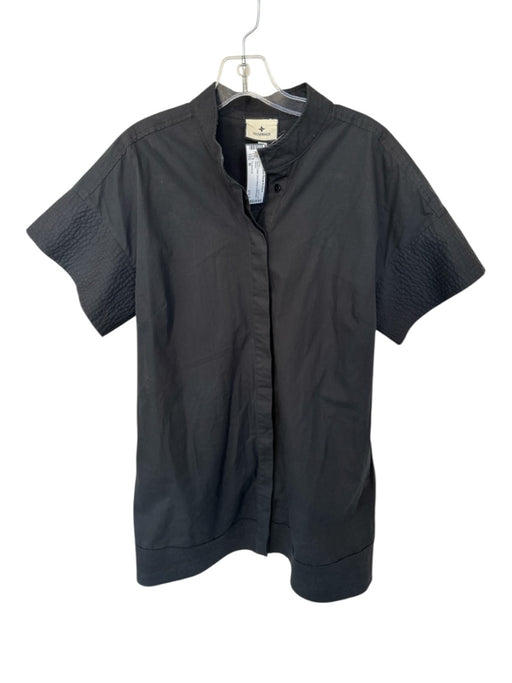 Tuckernuck Size M Black Cotton Short Sleeve Button Down Dress Black / M