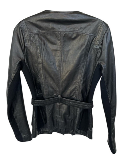 Vince Size M Black Leather Outer Pockets Full ZIp Belt Inc. Jacket Black / M