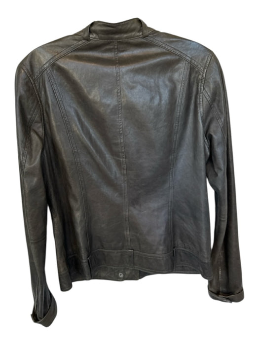 Vince Size M Ash Gray Leather Full Zip Long Sleeve Moto Jacket Ash Gray / M