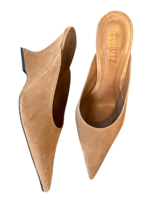 Schutz Shoe Size 7B Tan Suede Wedge Pointed Toe Mules Tan / 7B