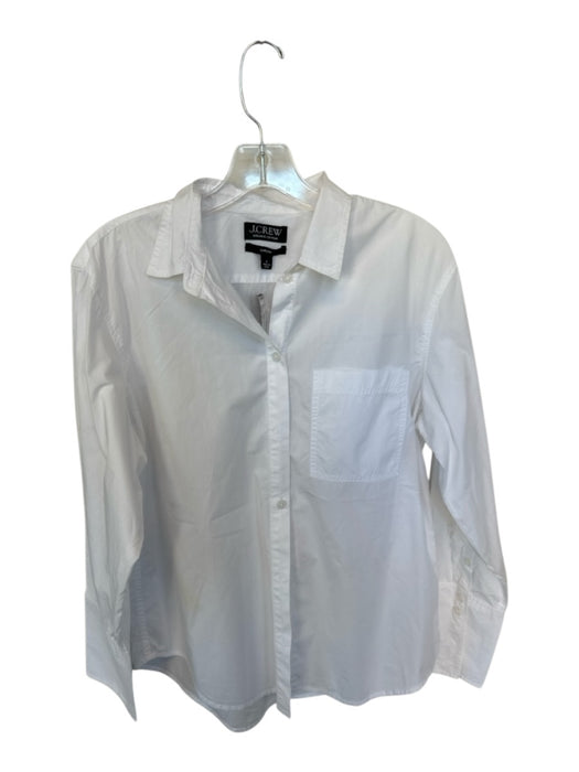 J. Crew Size 8 White Organic Cotton Long Sleeve Button Down Poplin Top White / 8