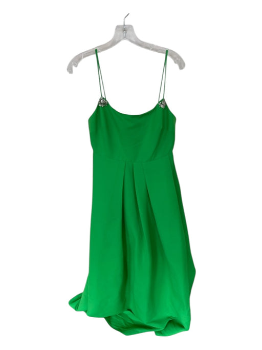 Sachin & Babi Size 6 Green Polyester Spaghetti Strap Rhinestone Pleated Gown Green / 6
