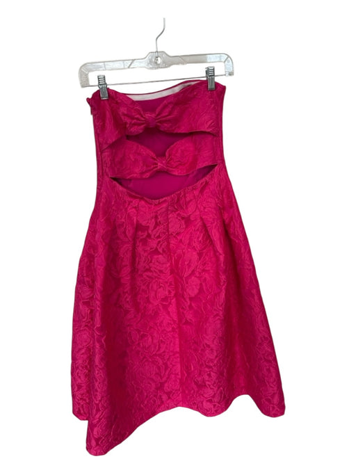 Sachin & Babi Size 6 Magenta Polyester Strapless Jaquard Front Pockets Gown Magenta / 6