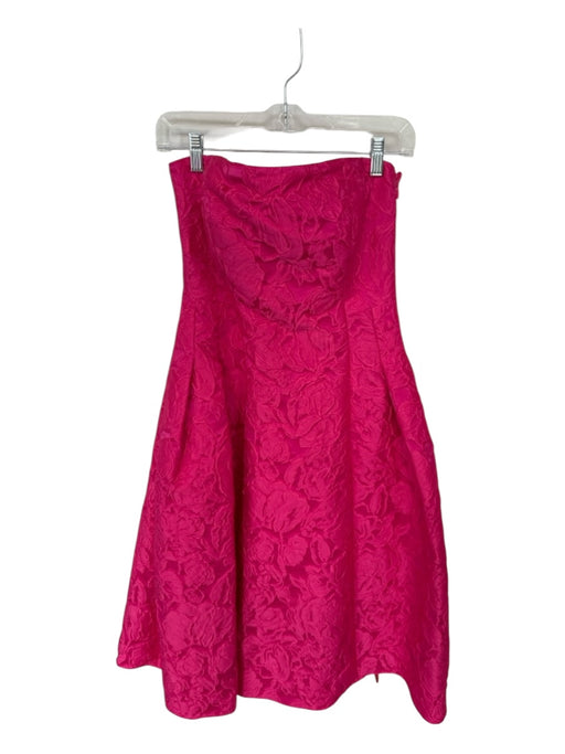 Sachin & Babi Size 6 Magenta Polyester Strapless Jaquard Front Pockets Gown Magenta / 6