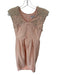 Tibi Size 4 Peach & White Cap Sleeve Faux Pearls Back Zip Pleated Dress Peach & White / 4