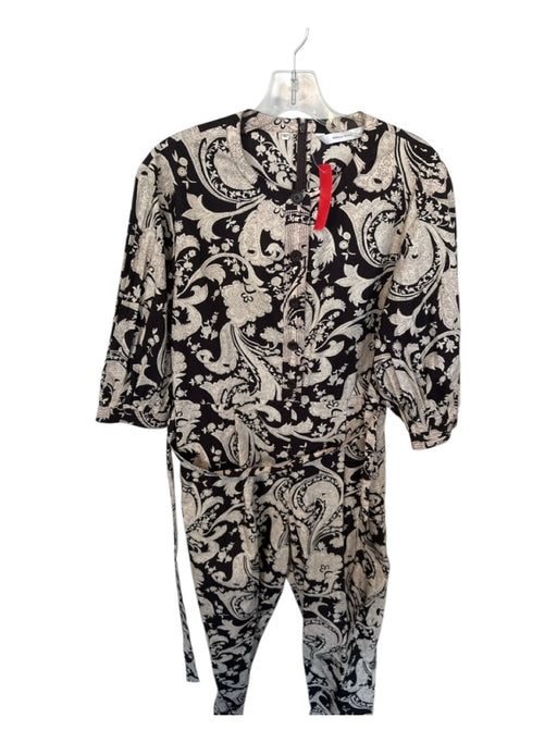 Rebecca Taylor Size Est M Tan & brown Cotton Long Balloon Sleeve Belted Jumper Tan & brown / Est M