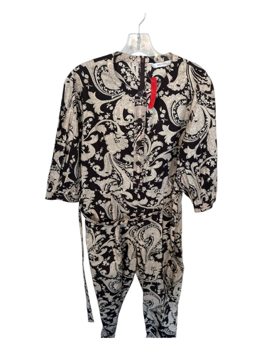 Rebecca Taylor Size Est M Tan & brown Cotton Long Balloon Sleeve Belted Jumper Tan & brown / Est M