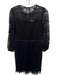 Tory Burch Size M Black Wool Blend Lace Long Sleeve Back Zip Dress Black / M