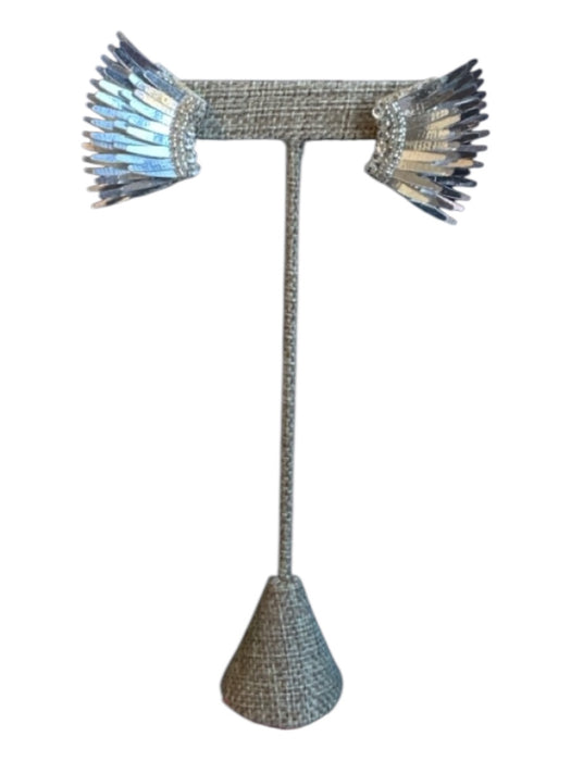 Mignonne Gavigan Silver Beaded Post Back Wings Earrings Silver