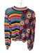 Farm Rio Size XS Multi Cotton Long Balloon Sleeve Macrame Knit Sweater Multi / XS