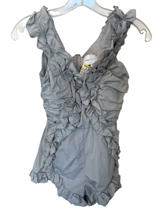 Alice McCall Size 2 Light Gray Polyester Off Shoulder Ruffles Back Zip Romper Light Gray / 2