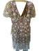 Self-Portrait Size 6 Nude & White Polyamide Short Sleeve Sequins Gown Nude & White / 6