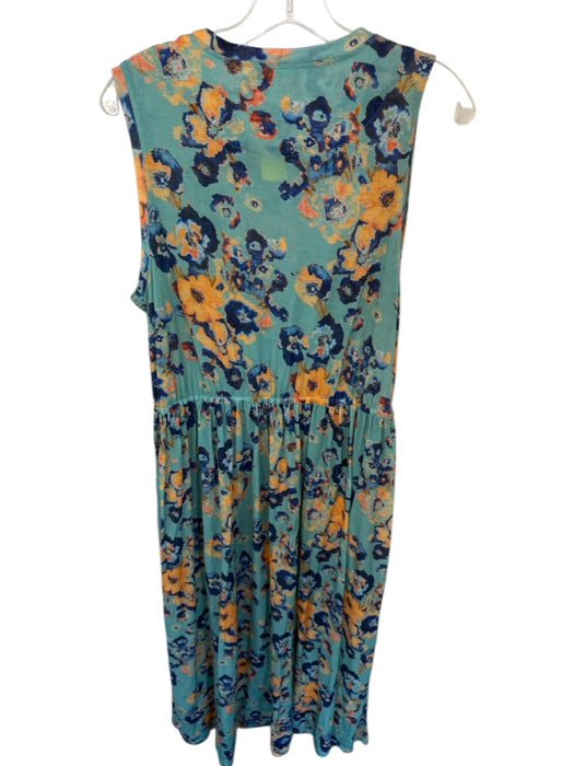Ulla Johnson Size M Teal & Orange Lycocell Sleeveless Flowers Maxi Dress Teal & Orange / M