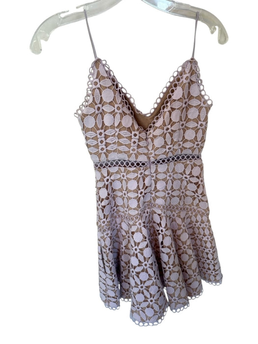 Sau Lee Size 0 Purple & Nude Polyester Spaghetti Strap Lace Overlay Dress Purple & Nude / 0