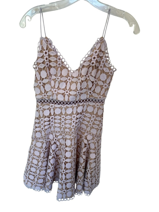 Sau Lee Size 0 Purple & Nude Polyester Spaghetti Strap Lace Overlay Dress Purple & Nude / 0