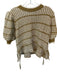 Ulla Johnson Size M Mustard & White Cotton Short Balloon Sleeve Knit Sweater Mustard & White / M