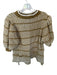 Ulla Johnson Size M Mustard & White Cotton Short Balloon Sleeve Knit Sweater Mustard & White / M