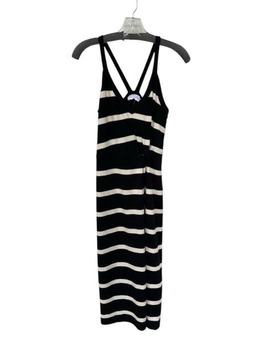 Tanya Taylor Size M Black & White Cotton & Elastane Knit Striped Racerback Dress Black & White / M